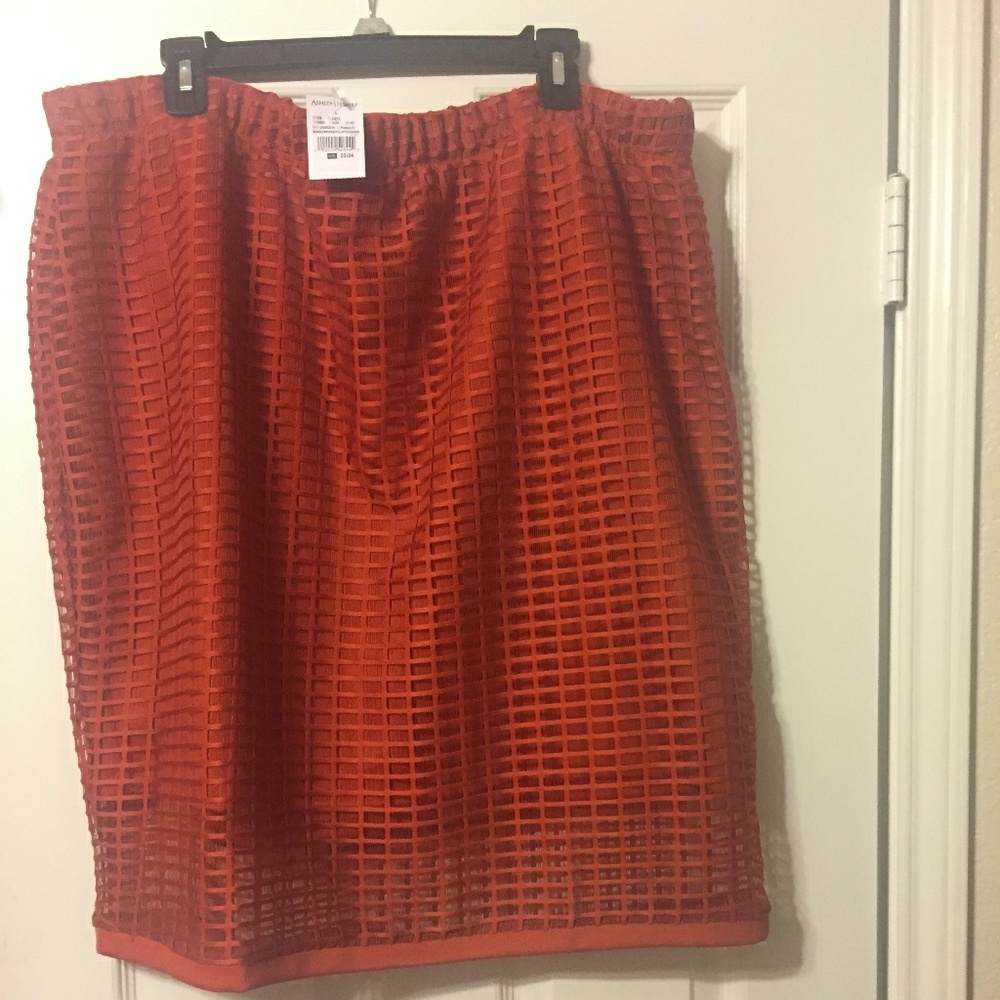 Ashley Stewart Window Pane Orange Skirt 22/24